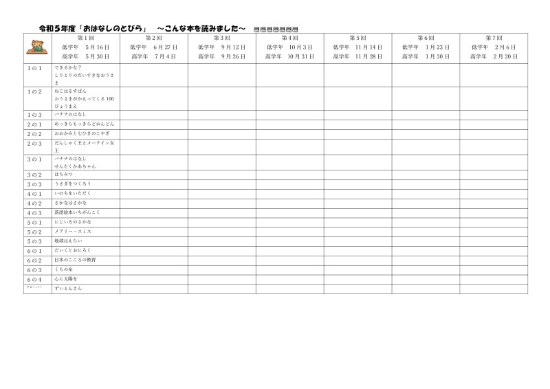 【おはなしのとびら記録】